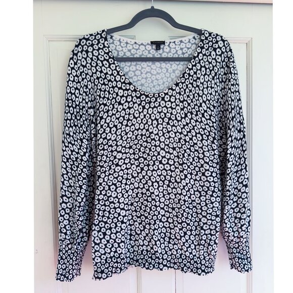 Talbots 'Ditsy' lightweight Marimekko like sweater L - Picture 1 of 5